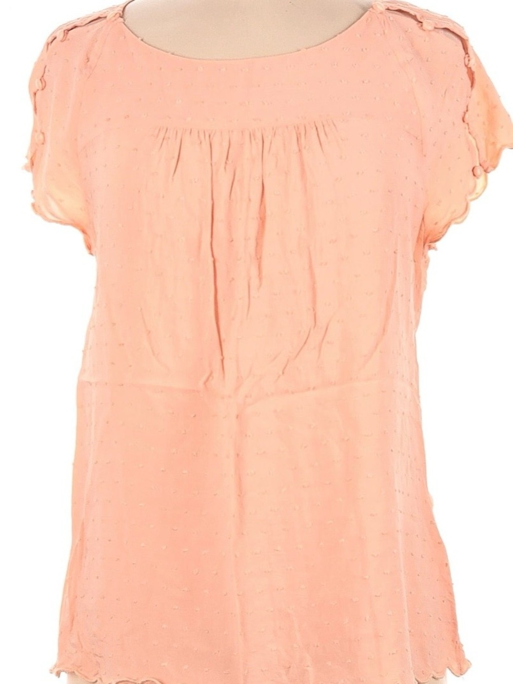 Maeve Peach Dot-Texture Short Sleeve Blouse